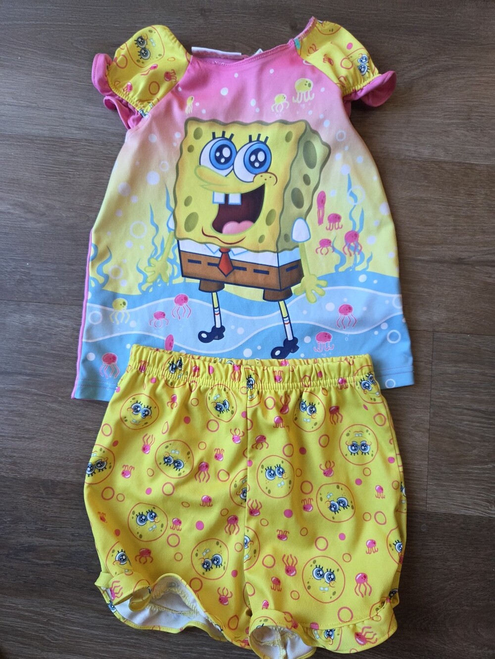 Y2K 2010 Nickelodeon SpongeBob Squarepants Girls Pajama Shorts Set size 5t